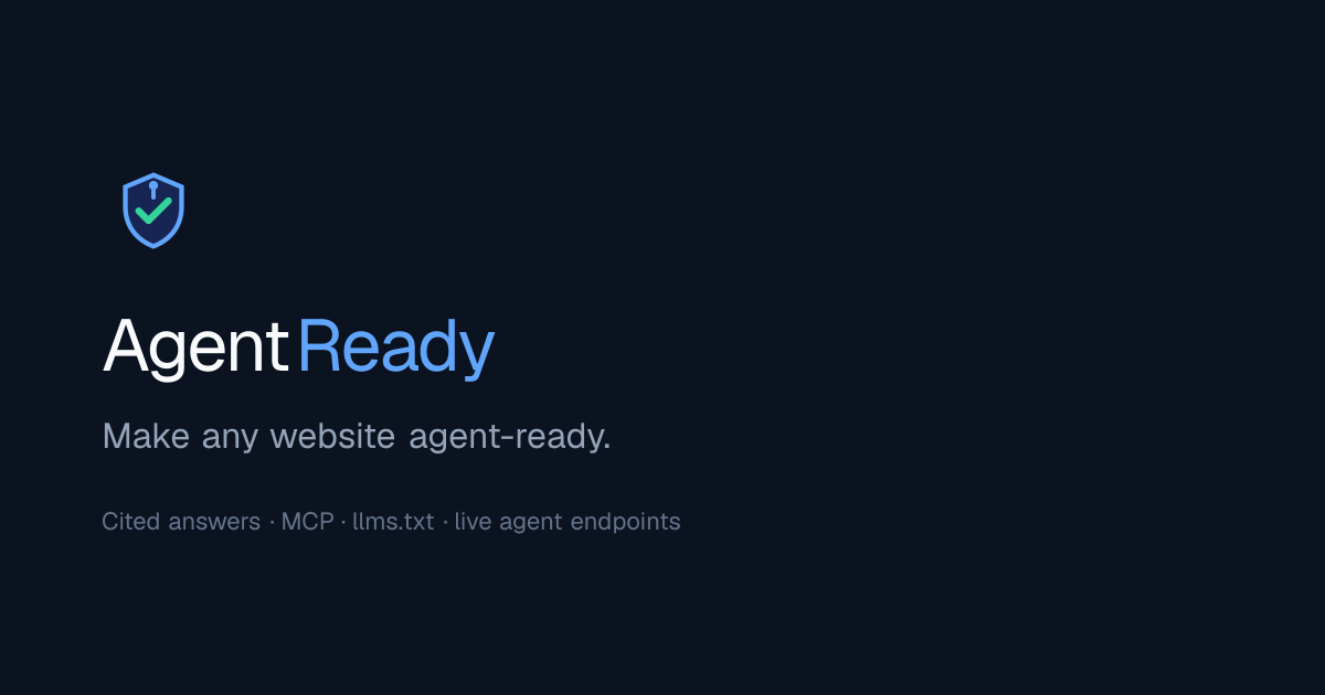 AgentReady – MCP server that makes any docs site queryable by AI agents — 官网预览图